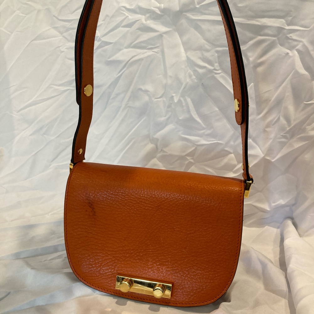 Marni Burnt Orange Leather Shoulder Bag with Adjustable Strap and Flap Closure
